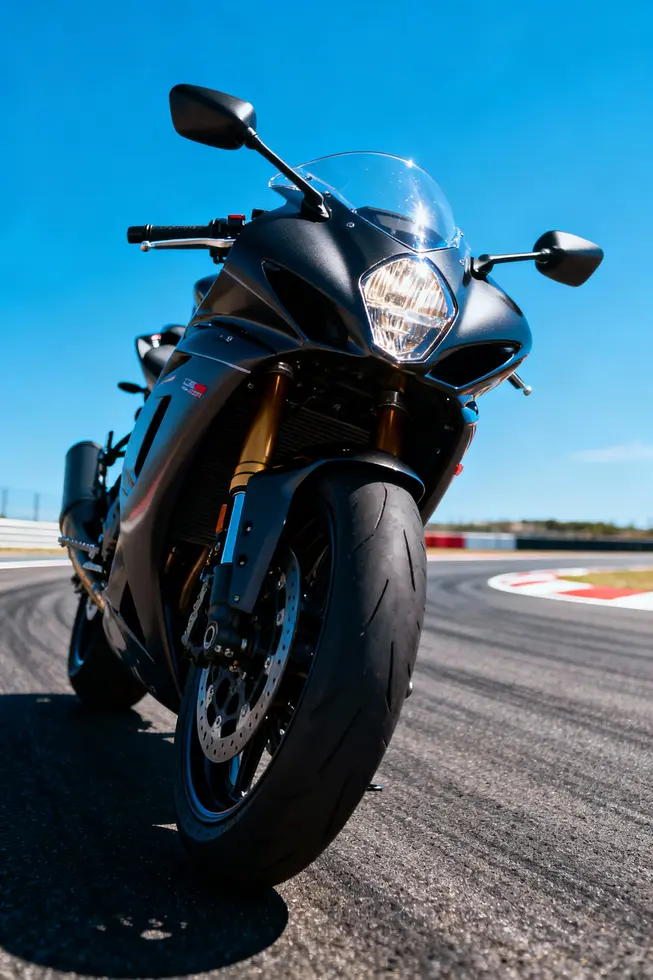 The headlight fairing enhances the motorcycle’s aerodynamic properties for improved speed and stability.