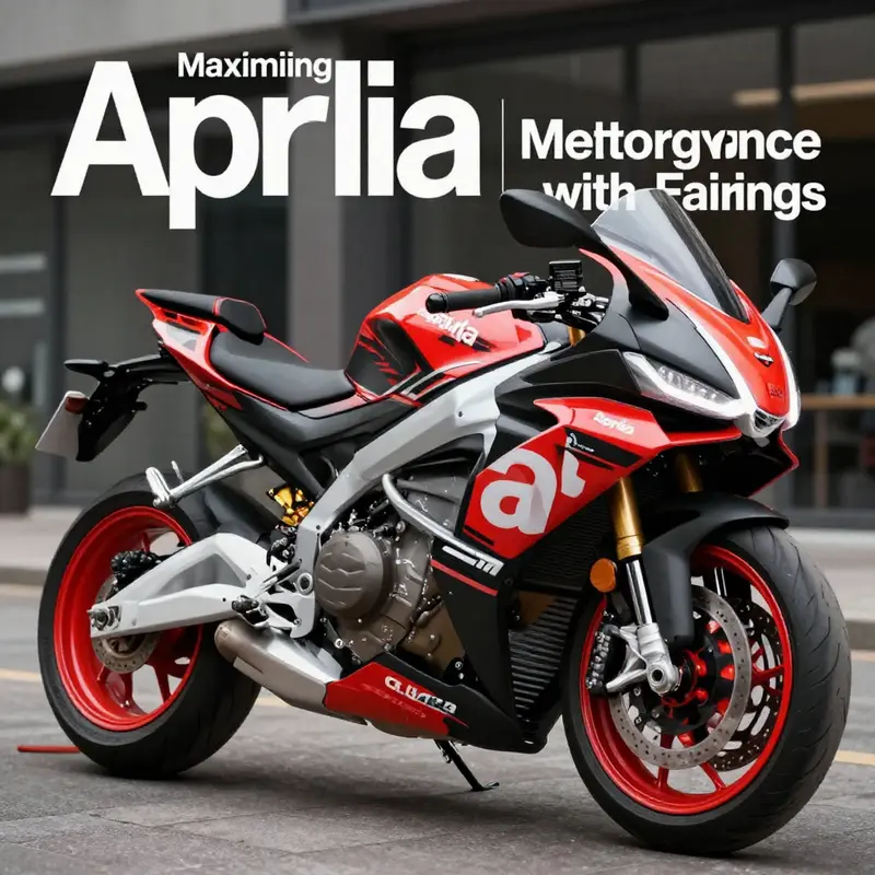 Newly installed fairings enhancing the appearance of an Aprilia motorcycle.