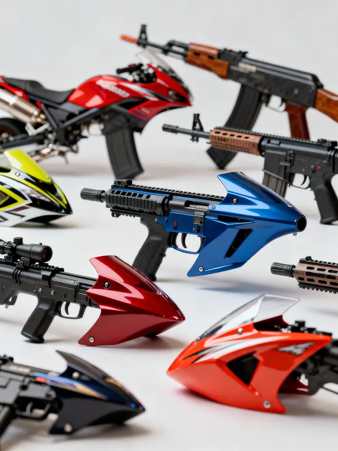 A diverse array of aftermarket rifle motorcycle fairings demonstrating various designs and features.
