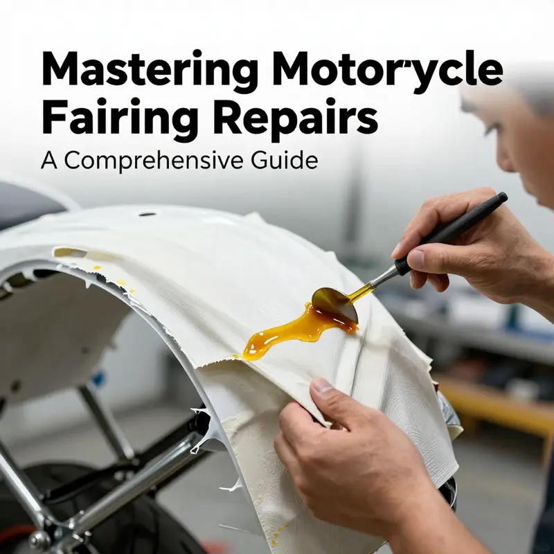 Technician preparing a motorcycle fairing for repair by thoroughly cleaning the damaged area.