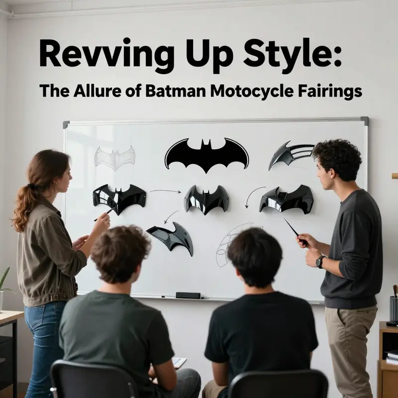 An array of Batman motorcycle fairings displayed, showcasing the diversity in design and appeal.