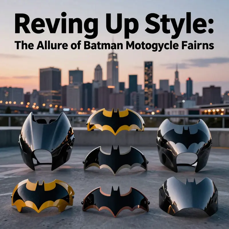 An array of Batman motorcycle fairings displayed, showcasing the diversity in design and appeal.
