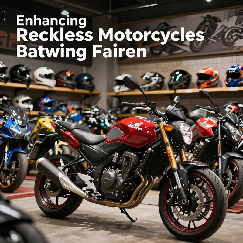 A motorcycle featuring the Reckless Motorcycles Batwing Fairing in an outdoor setting.