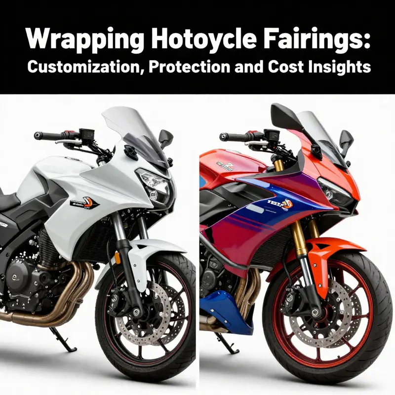 A professional wraps a motorcycle fairing using vinyl film, demonstrating the precision needed for quality results.