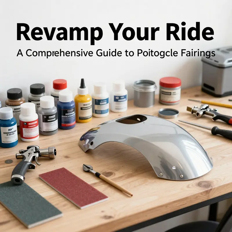 A detailed step-by-step illustration of the motorcycle fairing painting process.