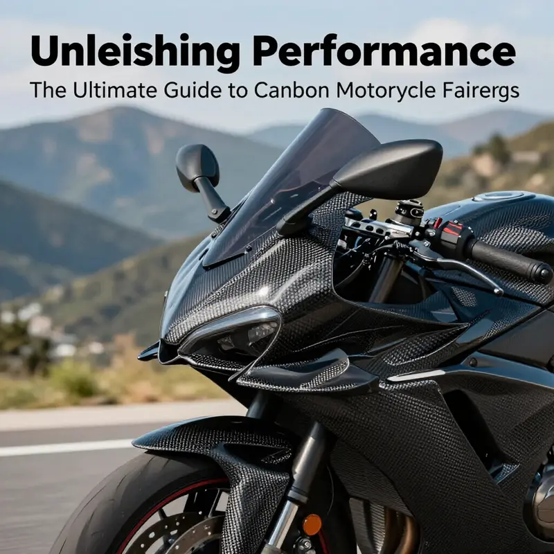 A motorcycle with premium carbon fiber fairings parked in a scenic mountain view, emphasizing its aesthetic appeal.
