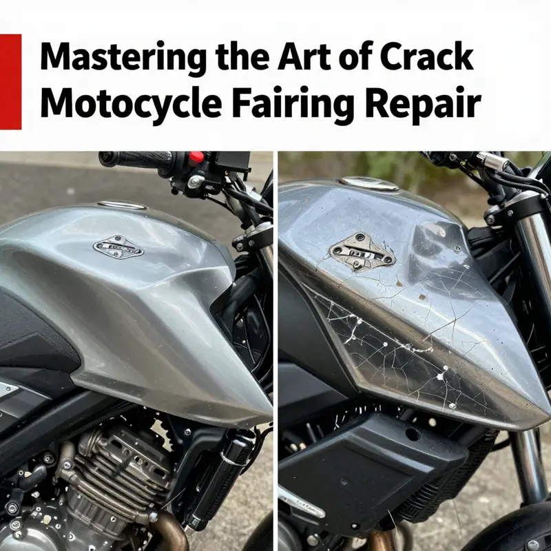 Displaying essential tools and techniques used in the repair of cracked motorcycle fairings.