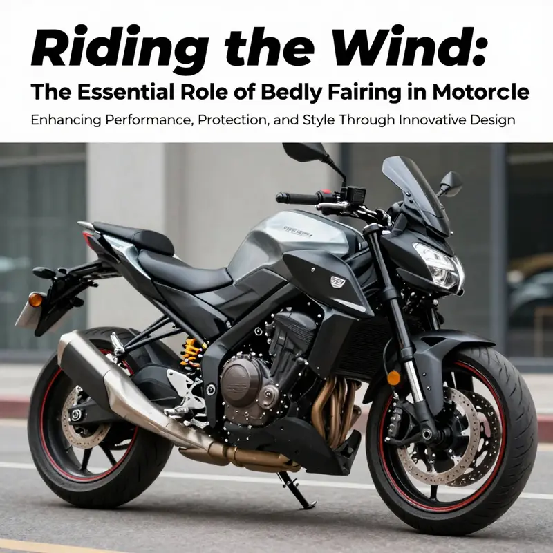 A motorcycle featuring an integrated belly fairing, set in an urban environment to showcase its modern design.