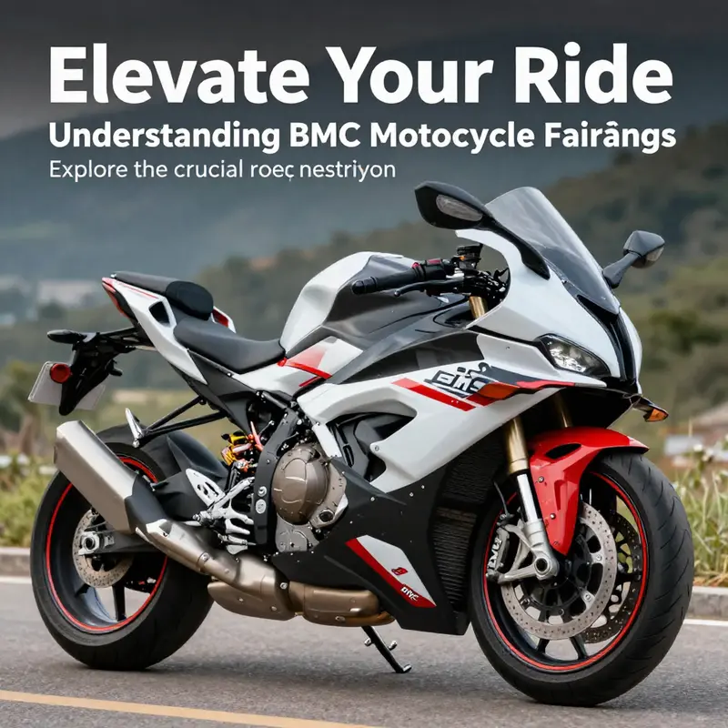 A sleek motorcycle equipped with BMC motorcycle fairings, positioned in an outdoor landscape, showcasing its aerodynamic design.