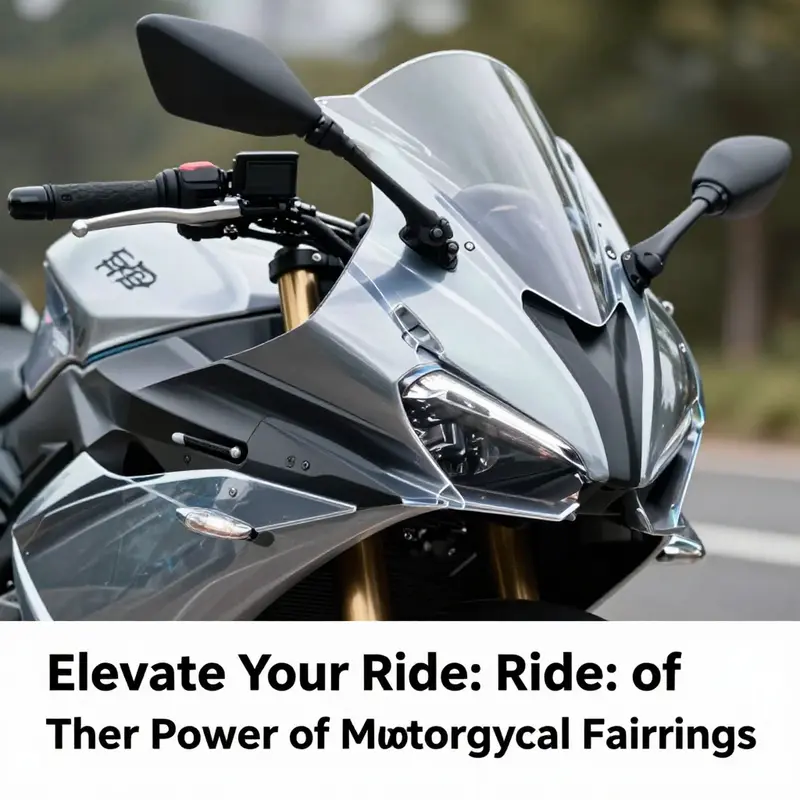 A motorcycle with clear fairings displayed against a scenic background emphasizing style.