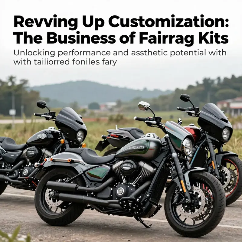 A visual collection of custom motorcycles with unique fairing kits set against a beautiful backdrop.