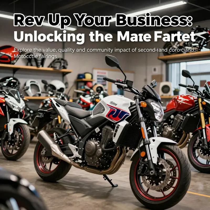 A motorcycle with attractive used fairings in a shop, representing the market of used motorcycle parts.