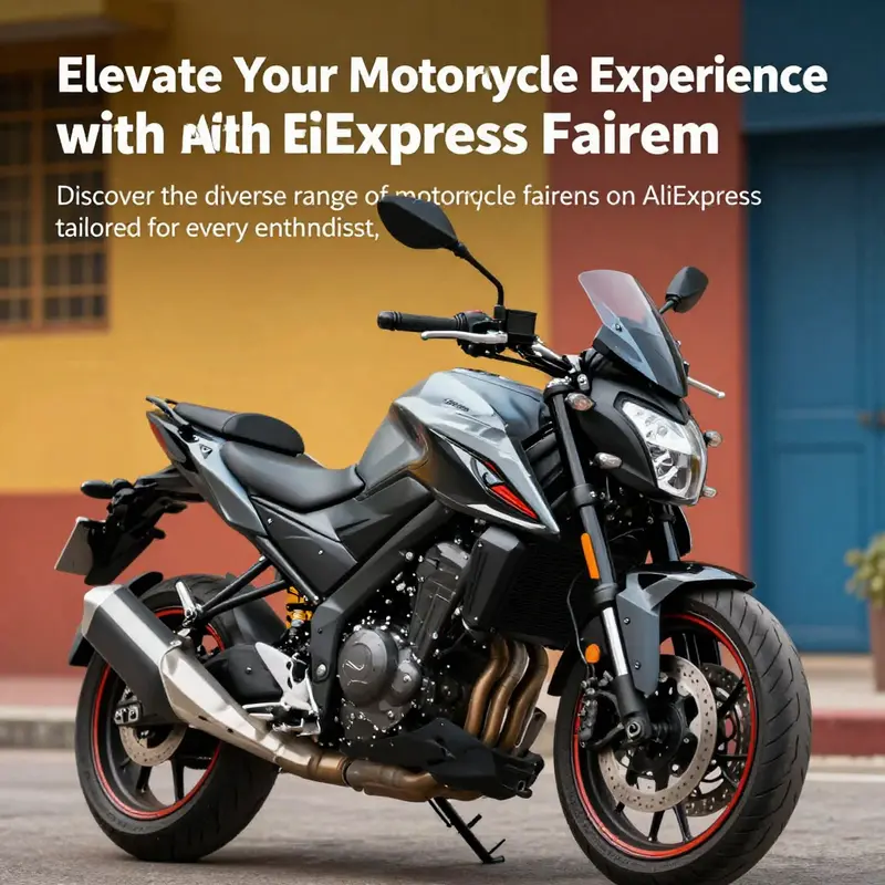 A motorcycle showcasing AliExpress fairings, reflecting enhanced style and performance, against a colorful backdrop.