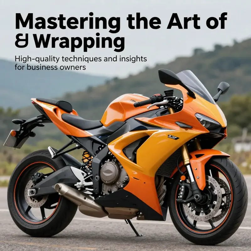 A striking motorcycle featuring beautifully wrapped fairings, set against a vibrant outdoor backdrop.