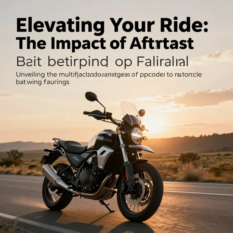 Motorcycle with batwing fairing riding on an open road during sunset.