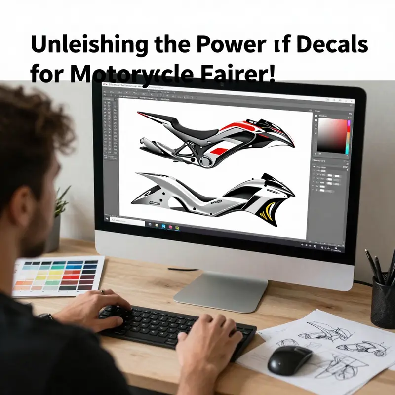 Motorcycle fairing decorated with diverse decals reflects individual style.