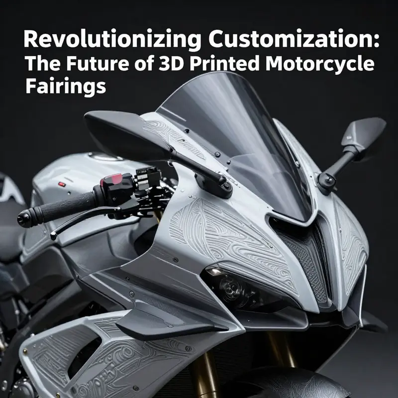 A detailed view of a custom 3D printed motorcycle fairing highlighting the unique designs possible with advanced printing technologies.