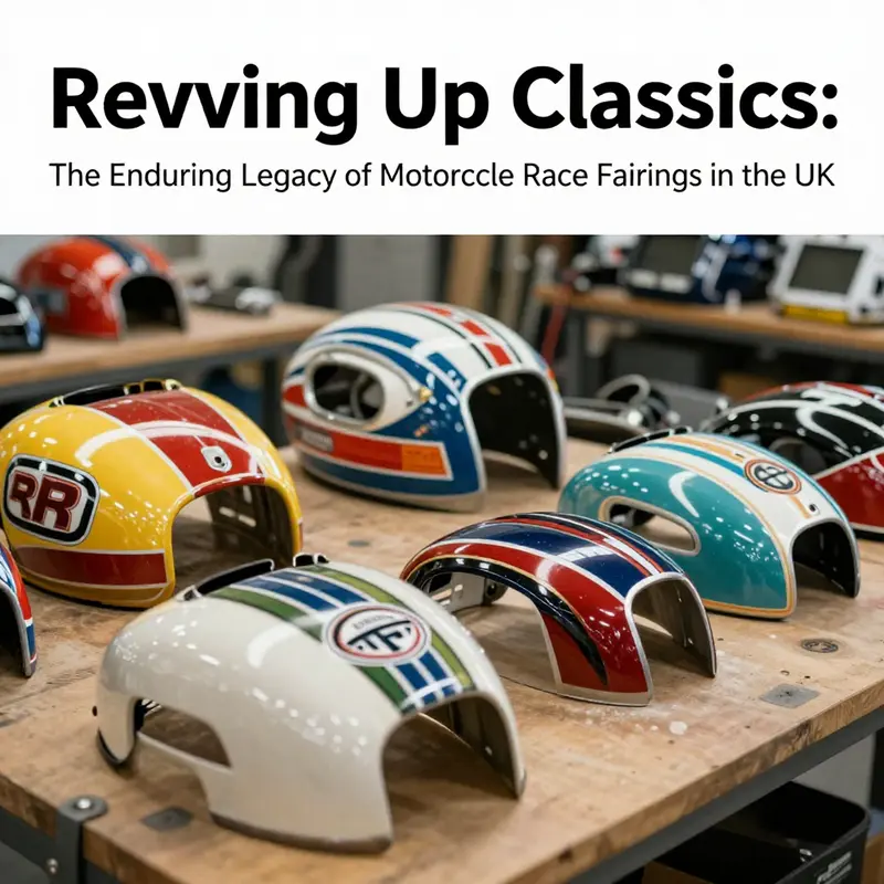 Classic motorcycles adorned with race fairings at a vintage UK racing event, showcasing their historical significance.