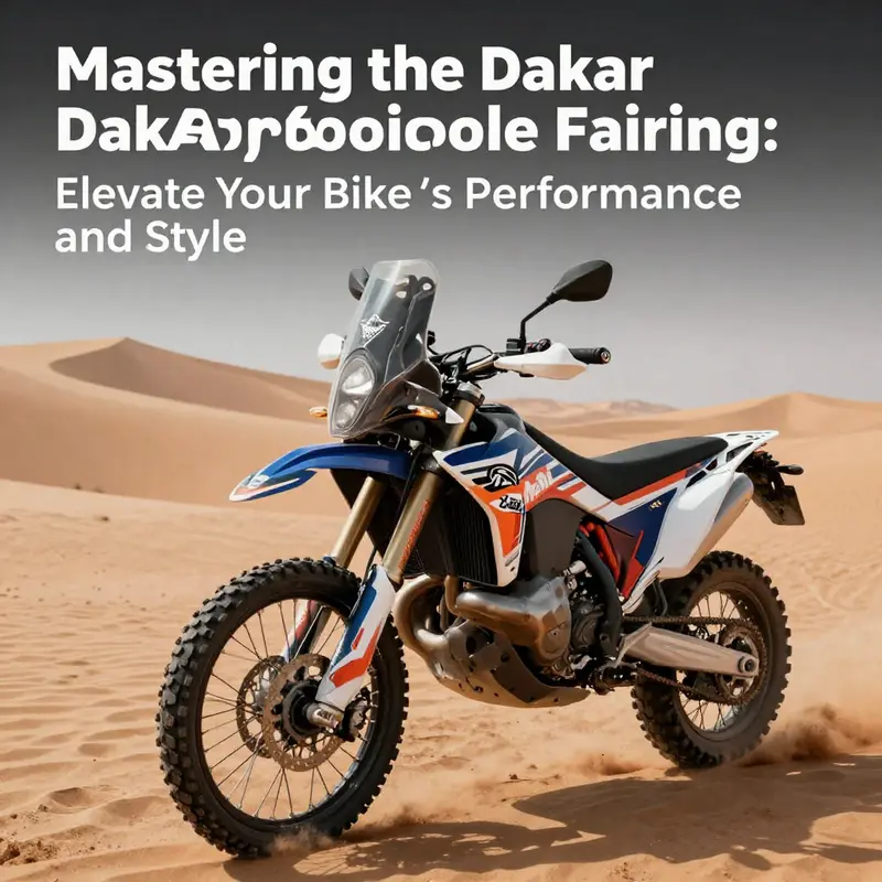 A motorcycle with Dakar fairing in a sand-dune setting, representing adventure and the spirit of the Dakar Rally.