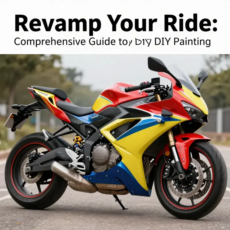 A motorcycle with eye-catching, freshly painted fairings parked in an outdoor environment.