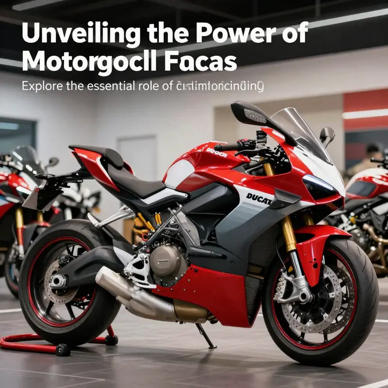 A Ducati motorcycle displayed in a showroom, highlighting its striking custom fairings and vibrant colors.