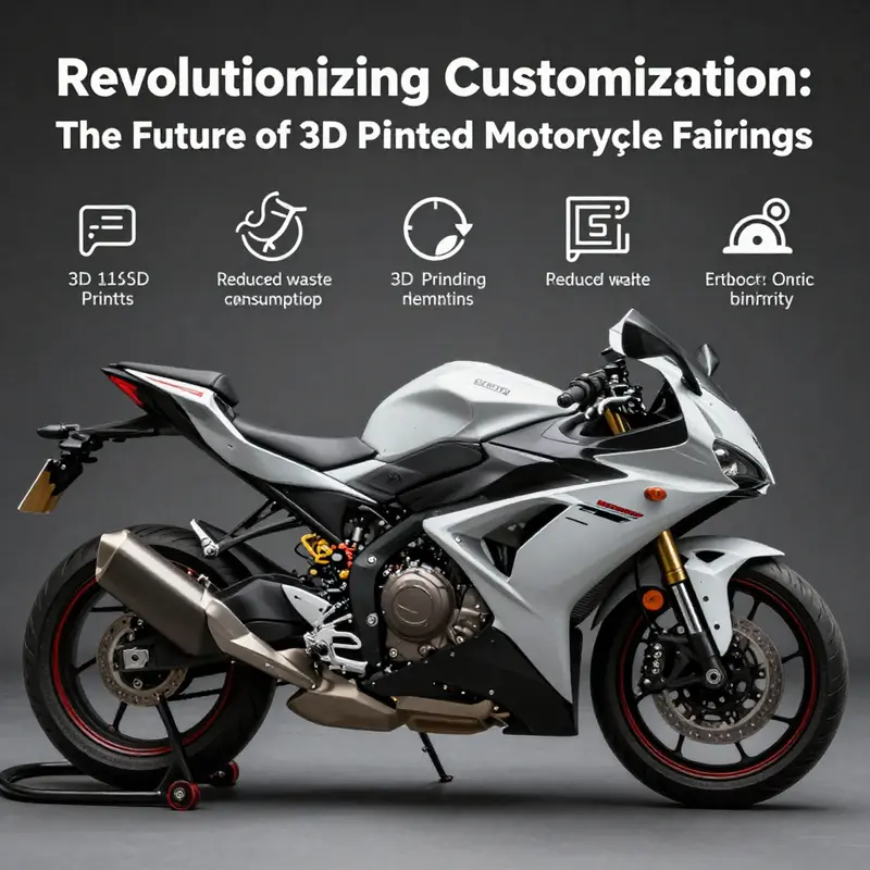A detailed view of a custom 3D printed motorcycle fairing highlighting the unique designs possible with advanced printing technologies.