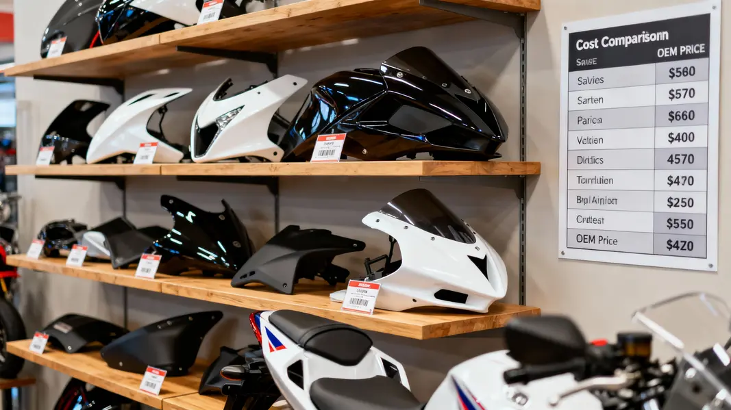 A sport bike demonstrating the aerodynamic improvements provided by aftermarket fairing kits.