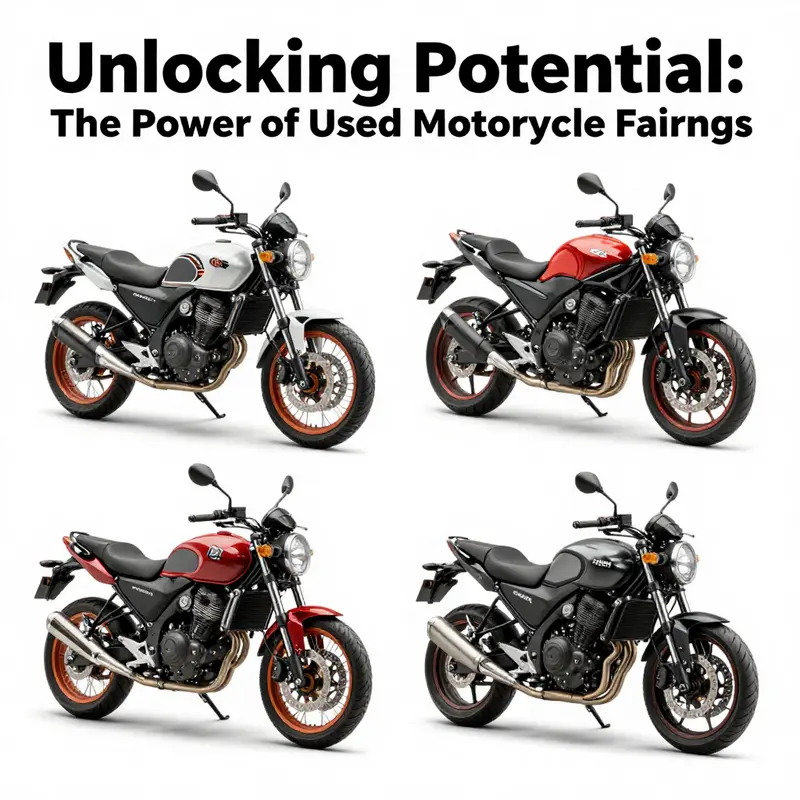 A motorcycle undergoing customization with used fairings in a garage setting.