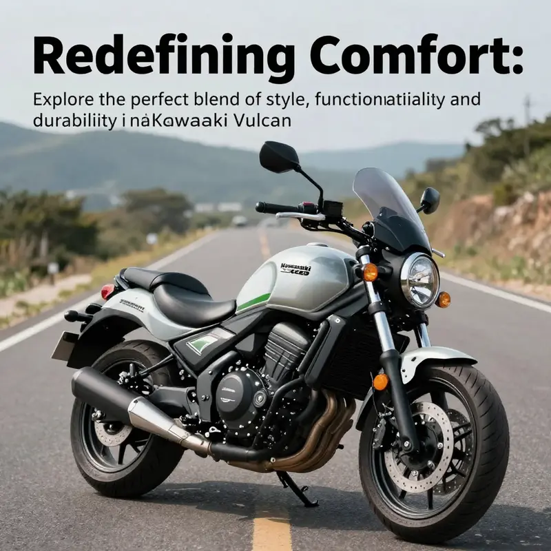 Kawasaki Vulcan motorcycle with custom fairings on a beautiful road, symbolizing freedom.