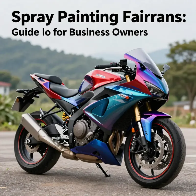 A motorcycle featuring bright, freshly spray-painted fairings in a picturesque outdoor environment.