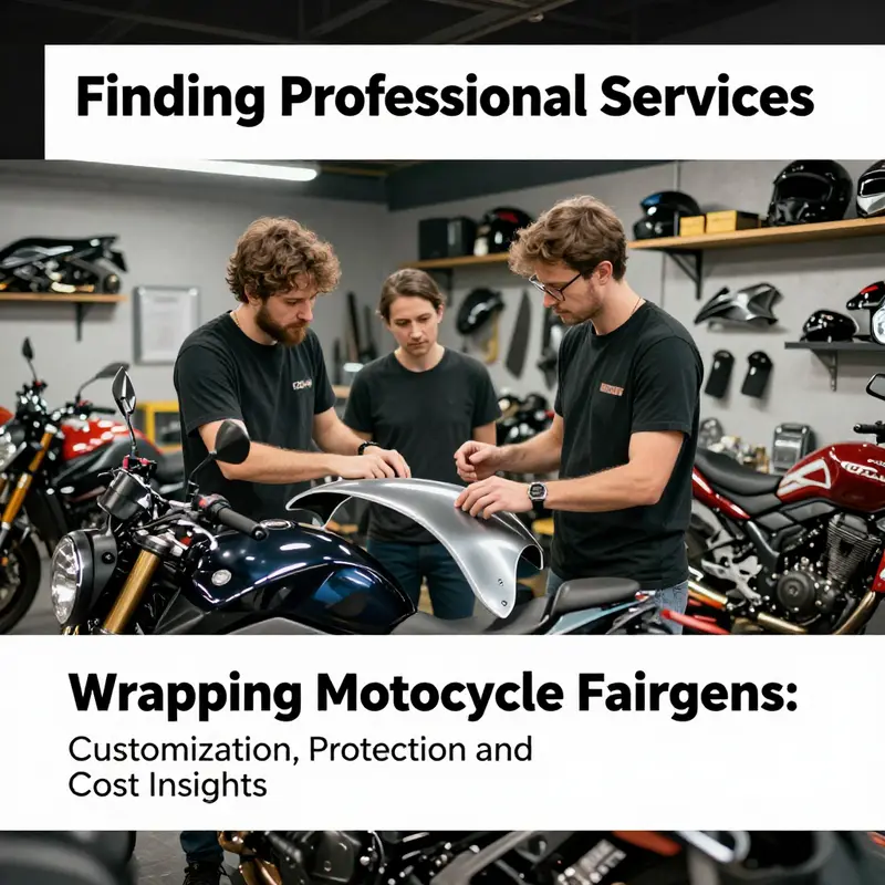 A professional wraps a motorcycle fairing using vinyl film, demonstrating the precision needed for quality results.