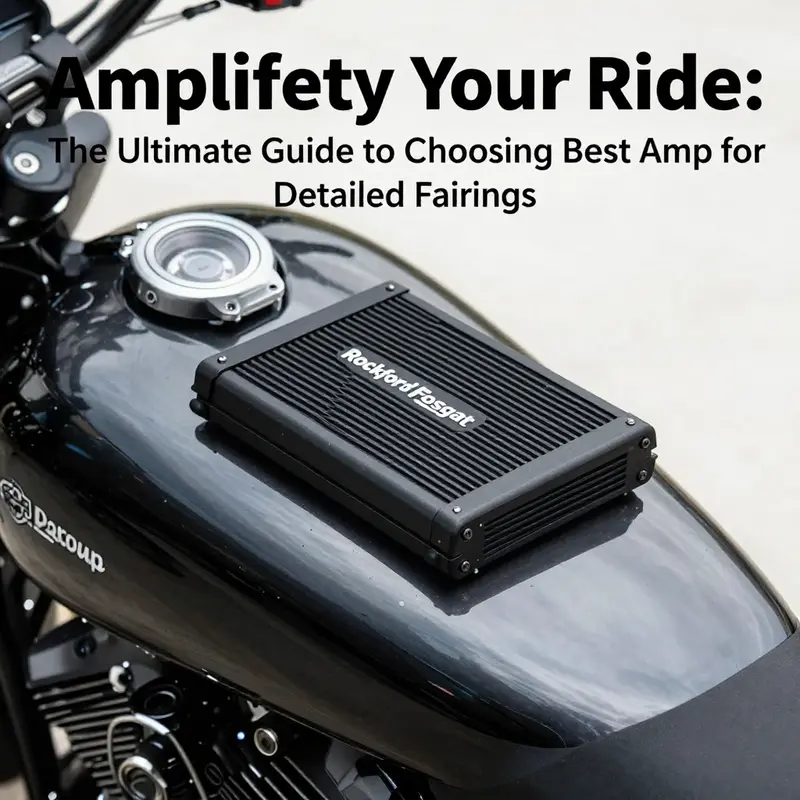 High-quality amplifier mounted in a motorcycle fairing, emphasizing installation quality.