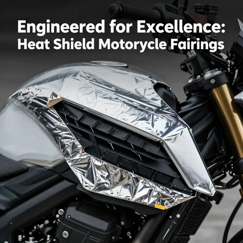 Close-up of heat shield motorcycle fairing, highlighting its thermal resistance and durability.