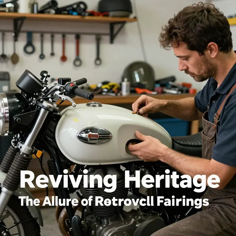 A vintage-styled motorcycle enhanced with a fiberglass retro fairing.