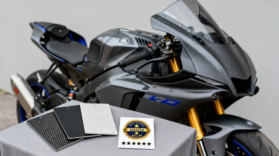 An array of common motorcycle fairings displays the diversity in style and function available for riders.