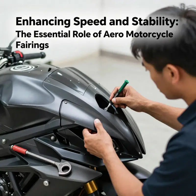 Sleek design of an aero motorcycle fairing enhancing speed and performance.