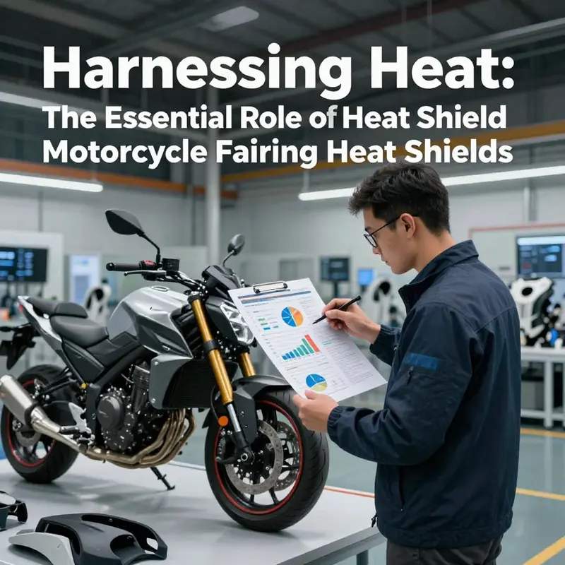 A close-up of a motorcycle fairing heat shield, illustrating its role in protecting against engine heat.