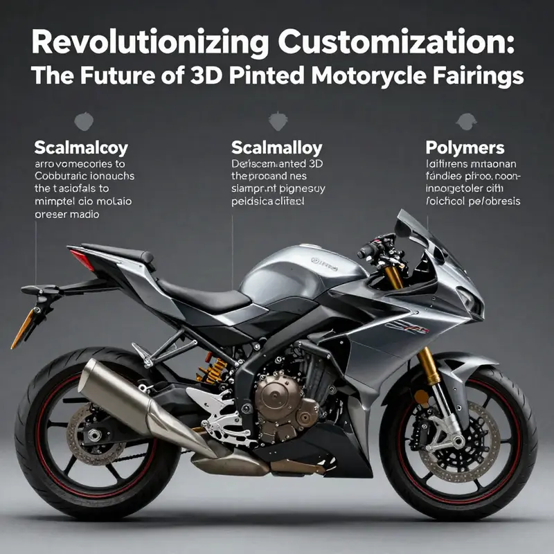 A detailed view of a custom 3D printed motorcycle fairing highlighting the unique designs possible with advanced printing technologies.