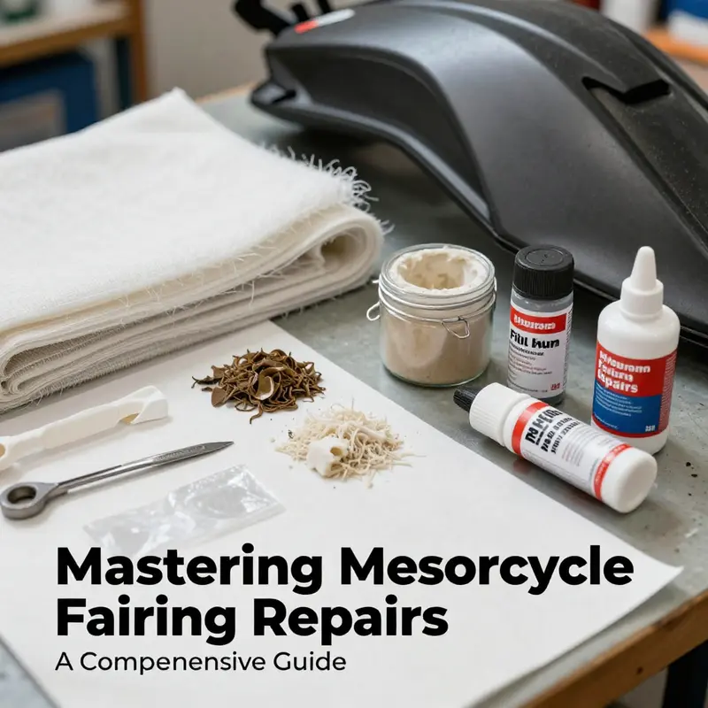 Technician preparing a motorcycle fairing for repair by thoroughly cleaning the damaged area.
