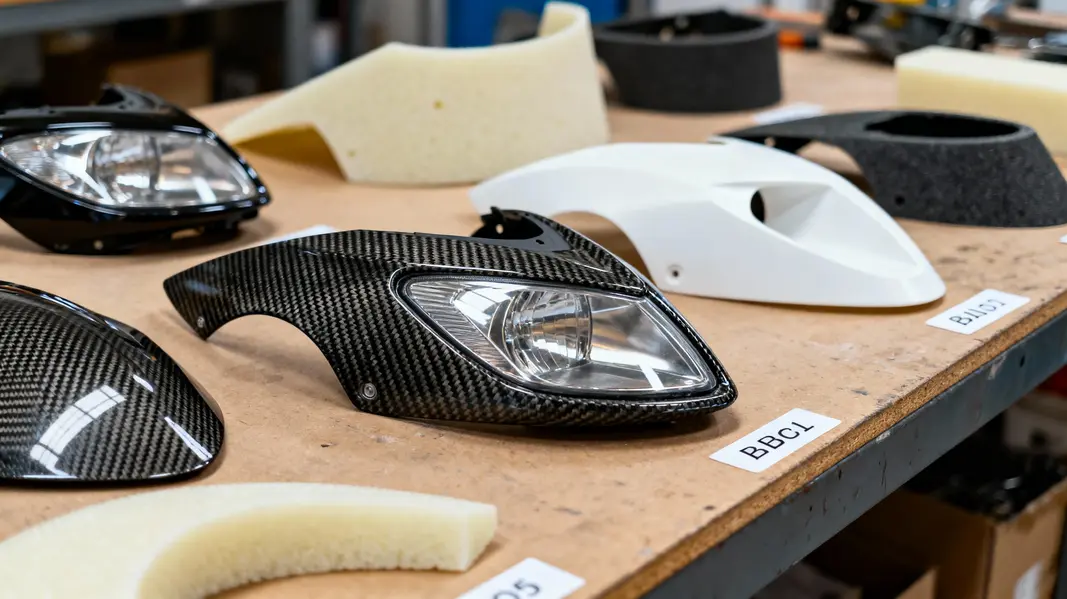 The headlight fairing enhances the motorcycle’s aerodynamic properties for improved speed and stability.