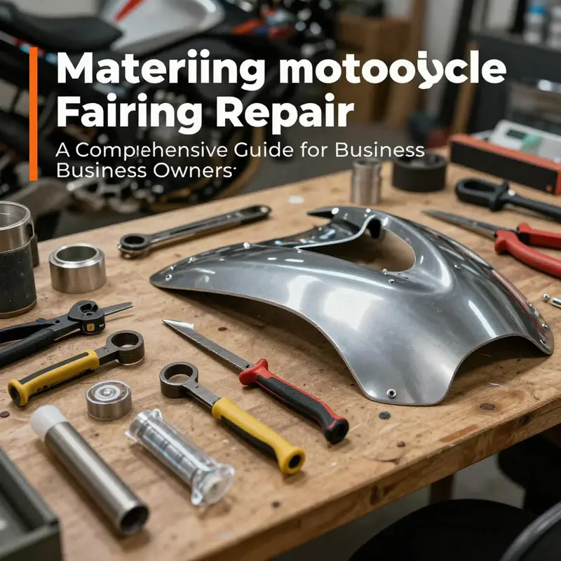 A damaged motorcycle fairing showing the need for repair, with tools ready for the restoration process.