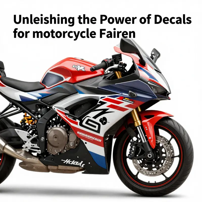 Motorcycle fairing decorated with diverse decals reflects individual style.