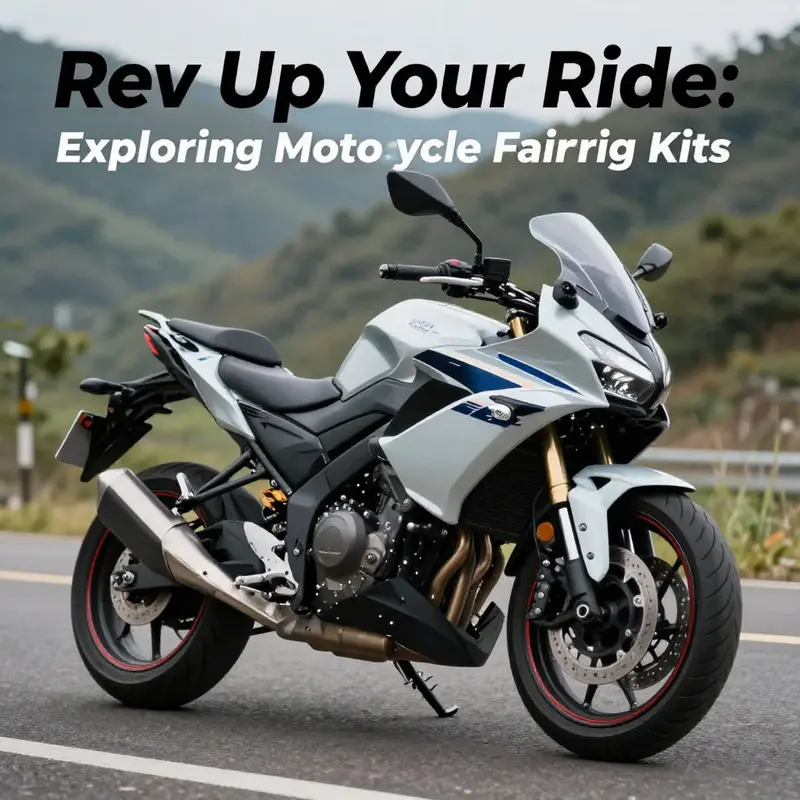 A motorcycle riding on a picturesque road, showcasing different fairing kits that demonstrate performance and aesthetic options.
