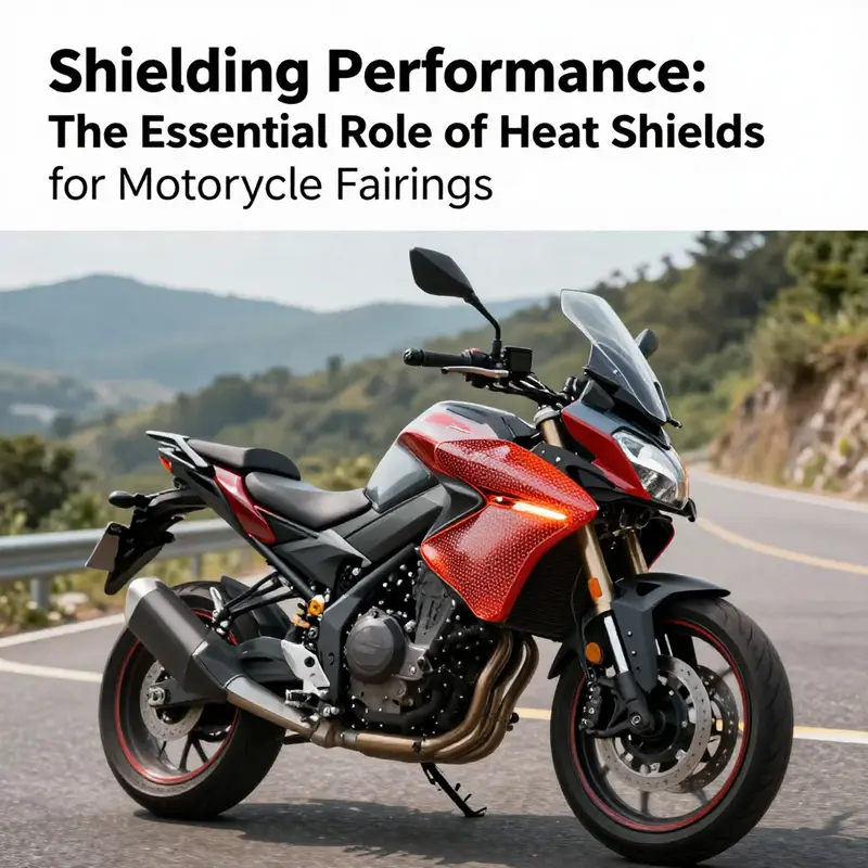 Visual representation of a motorcycle fairing equipped with a heat shield showcasing its protective features.