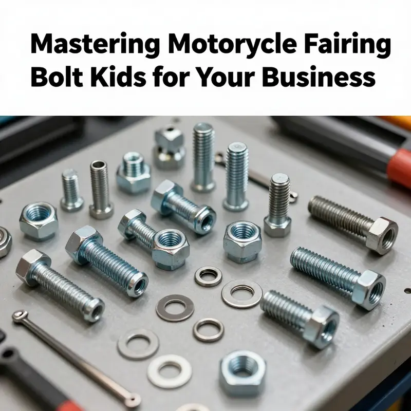 A variety of motorcycle fairing bolts and components essential for secure installations.