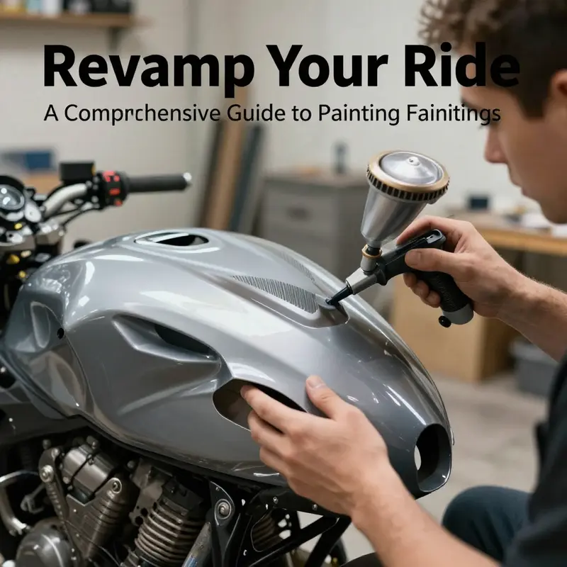 A detailed step-by-step illustration of the motorcycle fairing painting process.