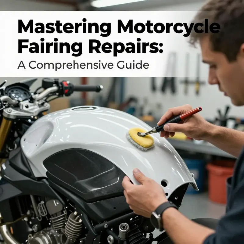 Technician preparing a motorcycle fairing for repair by thoroughly cleaning the damaged area.