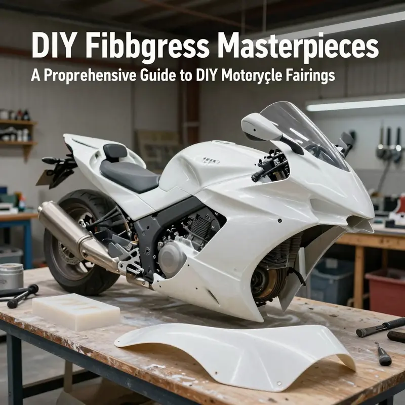 Essential materials and tools for DIY fiberglass fairing preparation, showcased in a well-organized workspace.
