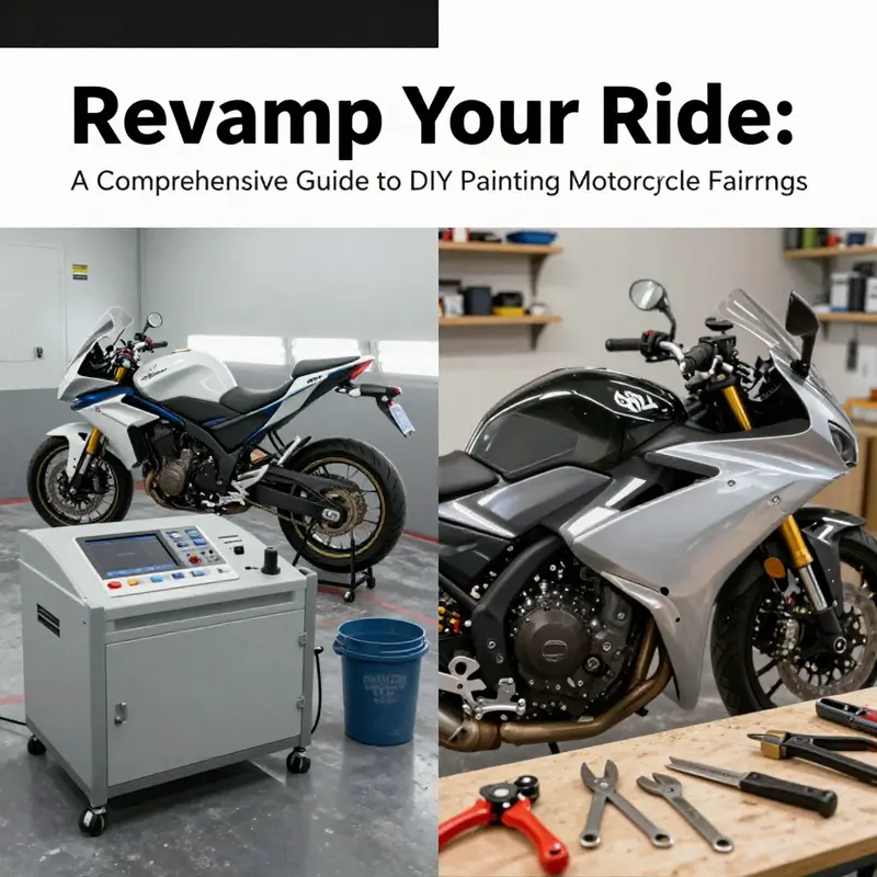 Essential preparation tools for DIY painting motorcycle fairings, ensuring a professional finish.