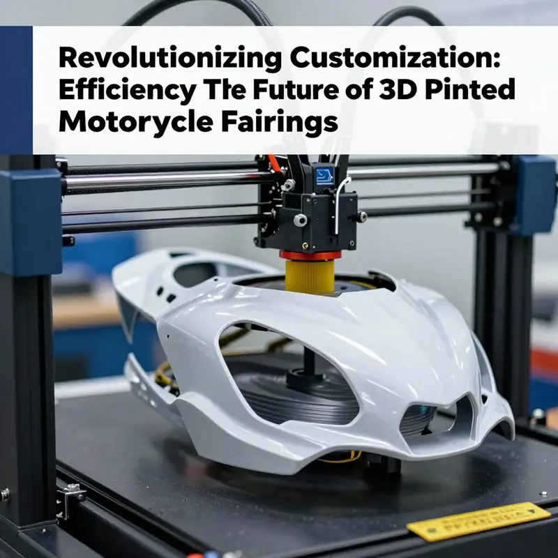 A detailed view of a custom 3D printed motorcycle fairing highlighting the unique designs possible with advanced printing technologies.